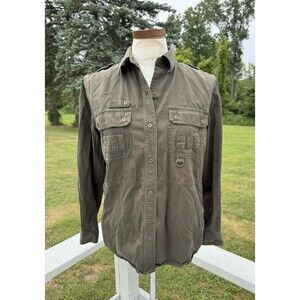 Lauren Ralph Lauren Y2K LRL Military Cargo Jacket Olive Green Indie Sleaze Wms S